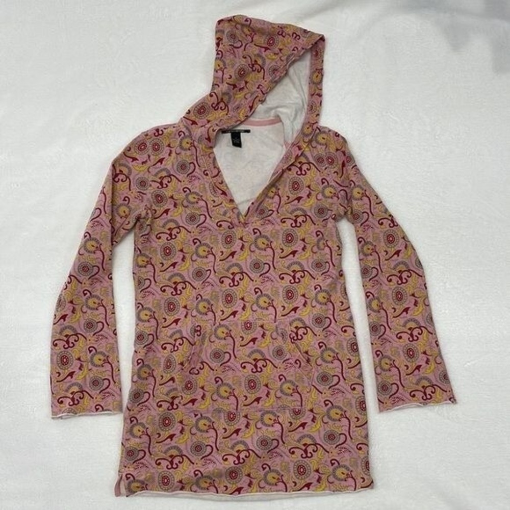 Lucky Brand Paisley Print Hooded Tunic sz Small